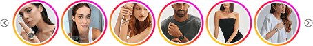 Vídeos do iShorts em formato de stories circulares no topo da loja
